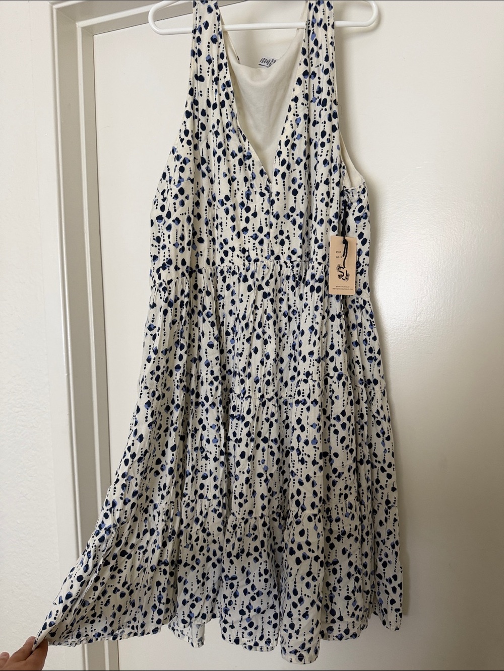 Navy Dot Tiered Summer Dress